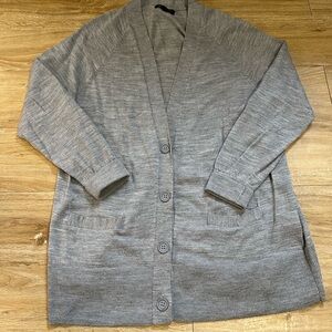 BANANA REPUBLIC 100% Merino Wool Cardigan XL  Gray Button Down Sweater Men’s